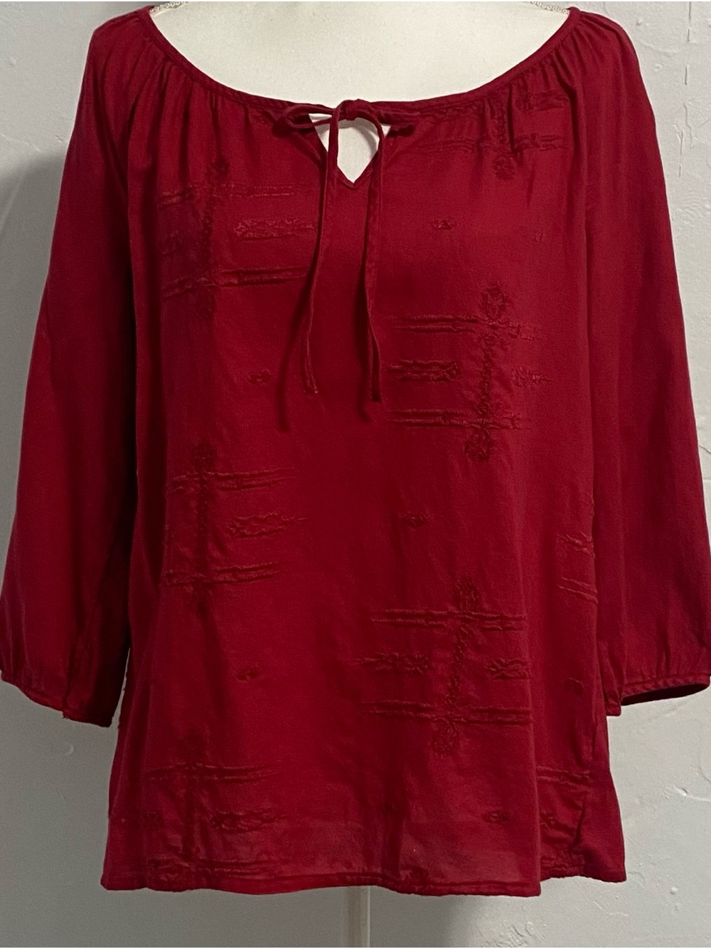 Old Navy Crimson Tie-Neck Peasant Top